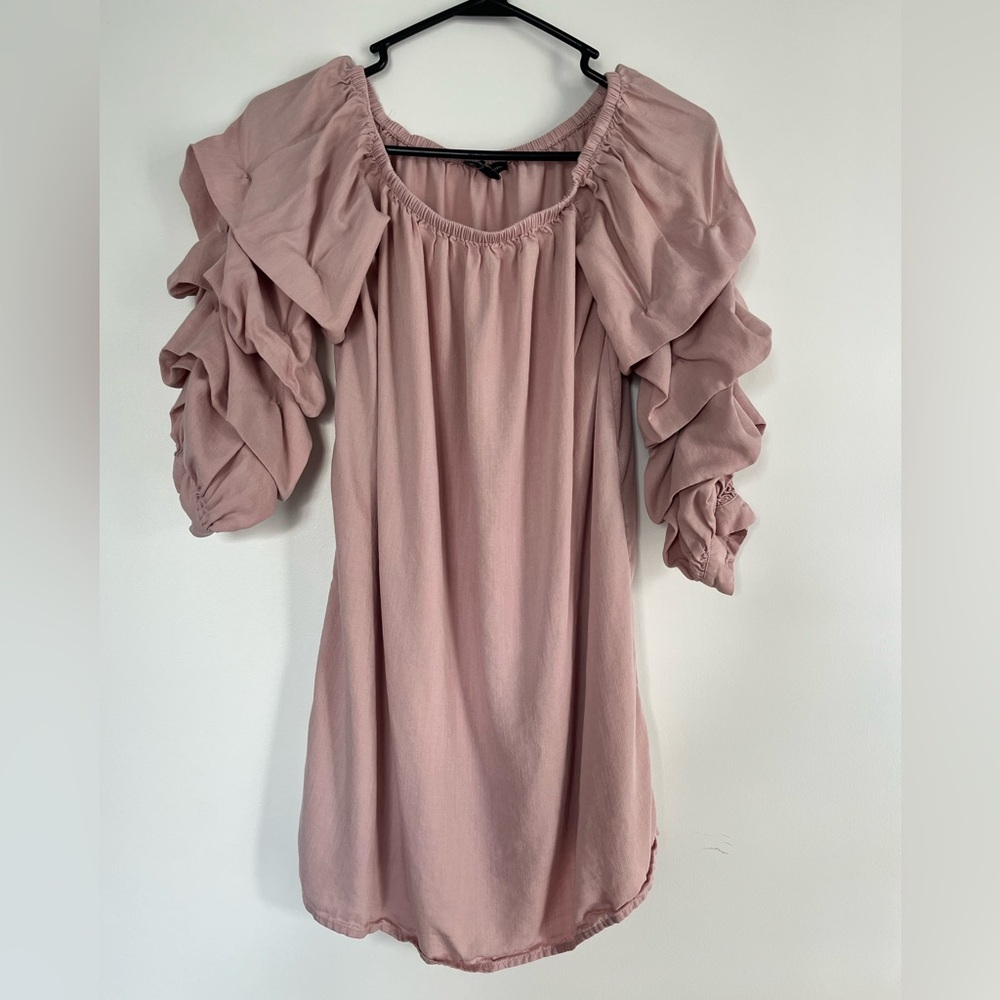 American Eagle Strapless Blush Pink Ruffle Dress Size XS Like New Condition